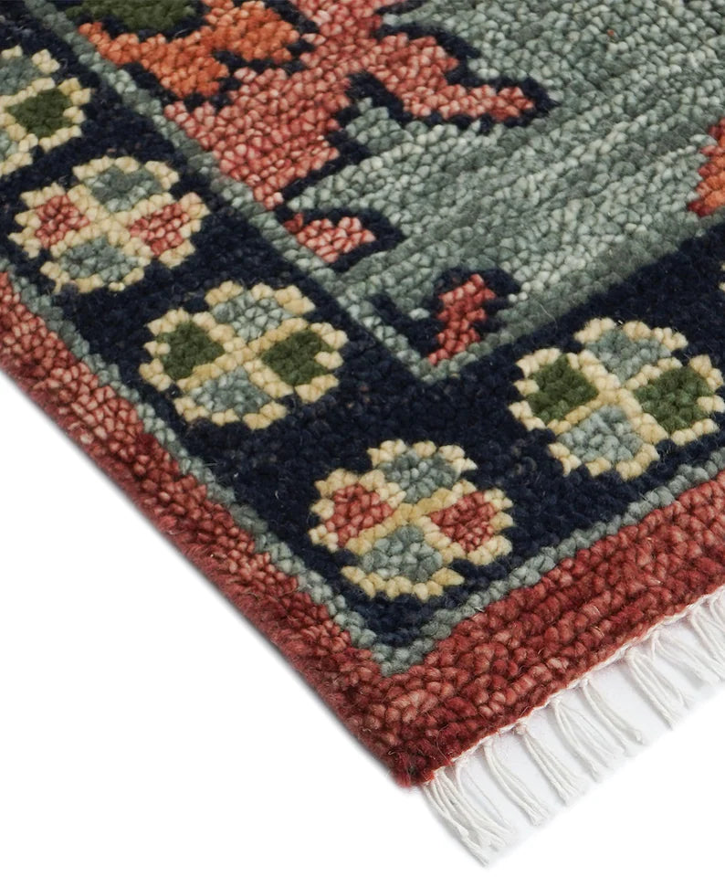 Vintage Rust Red Oushak Rug: Hand Knotted Antique Look Turkish Area Rug Donegal Arts & Craft Living Room Boho Rug 8x10 Rug in All Sizes